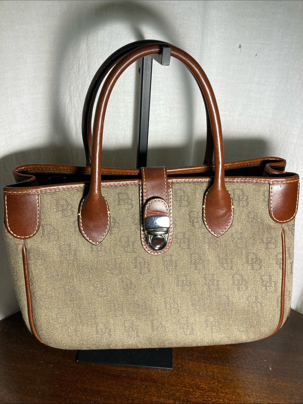 Vintage Dooney & Bourke Tan and Brown Signature Tote